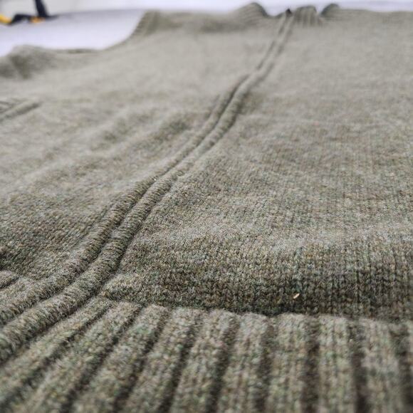 LL Bean Sweater Vest Mens XL Green 100% Lambs Wool Sherpa Fleece Lined Full Zip - Picture 3 of 12